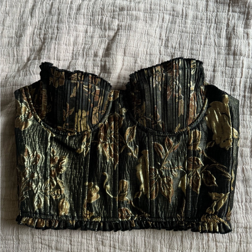 Gold strapless corset top